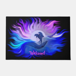 月明かりの中のイルカ ドアマット