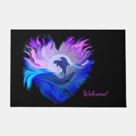 月明かりの中のイルカ，ハート ドアマット