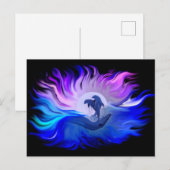 月明かりの中のイルカ ポストカード (正面/裏面)