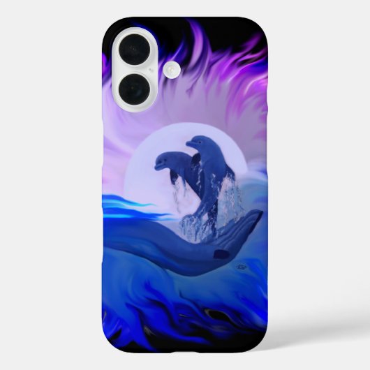 月明かりの中のイルカ Case-Mate iPhoneケース (裏面)
