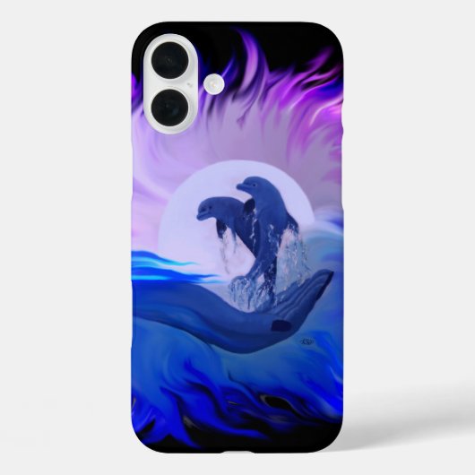月明かりの中のイルカ Case-Mate iPhoneケース (裏面)