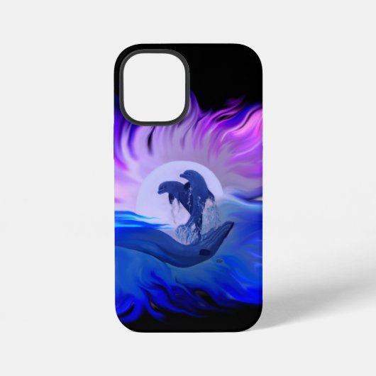 月明かりの中のイルカ iPhoneケース (裏面)