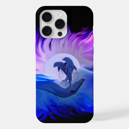 月明かりの中のイルカ iPhoneケース (裏面)