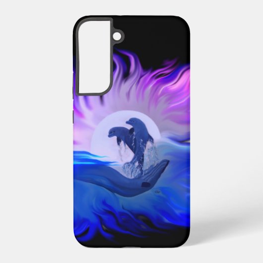 月明かりの中のイルカ SAMSUNG GALAXYケース (裏面)