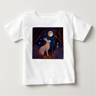 月明かりの中のウサギ ベビーTシャツ