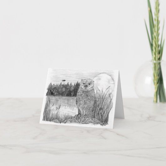 月明かりの中のオッター カード (正面)