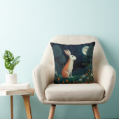 月明かりの中のオレンジと白うさぎ クッション (椅子)