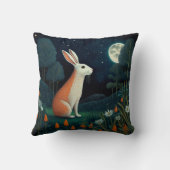 月明かりの中のオレンジと白うさぎ クッション (裏面)