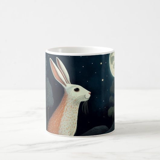 月明かりの中のオレンジと白うさぎ コーヒーマグカップ (中央)