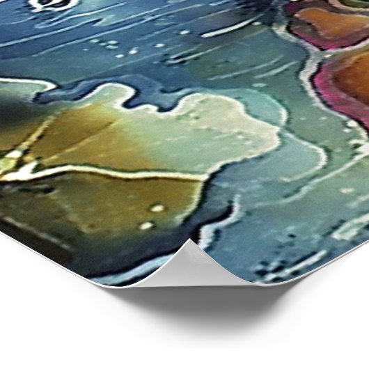 月明かりの中のカエル絵画たち ポスター (角)