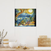 月明かりの中のカエル絵画たち ポスター (キッチン)