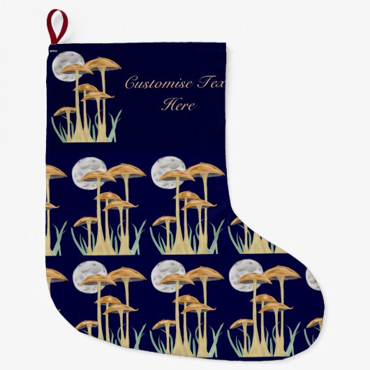 月明かりの中のキノコ ラージクリスマスストッキング (正面)