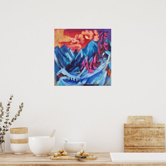 月明かりの中のキルヒナーの冬の風景 ポスター (キッチン)