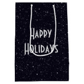 月明かりの中のクリスマスダウンヒルスキーヤー ミディアムペーパーバッグ (裏面)