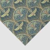 月明かりの中のクレーン//金ゴールドとティール（緑がかった色） 薄葉紙 (詳細)