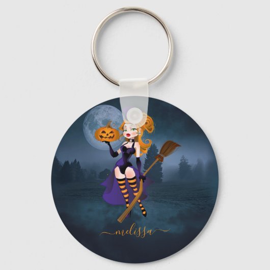 月明かりの中のセクシーな魔女 キーホルダー (正面)