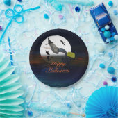 月明かりの中のハロウィーンのマーメイドの魔女紙プレート。 ペーパープレート (パーティー)