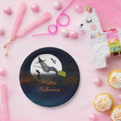 月明かりの中のハロウィーンのマーメイドの魔女紙プレート。 ペーパープレート (パーティー)