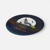 月明かりの中のハロウィーンのマーメイドの魔女紙プレート。 ペーパープレート (アングル)