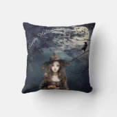 月明かりの中のハロウィーンの魔女 クッション (裏面)