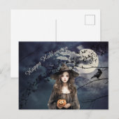 月明かりの中のハロウィーンの魔女 ポストカード (正面/裏面)