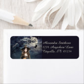 月明かりの中のハロウィーンの魔女 ラベル (インサイチュ)