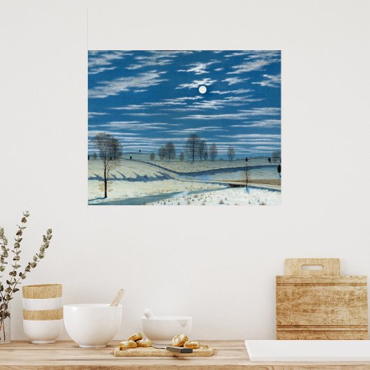 月明かりの中のヘンリー・ファラーの冬の風景 ポスター (キッチン)