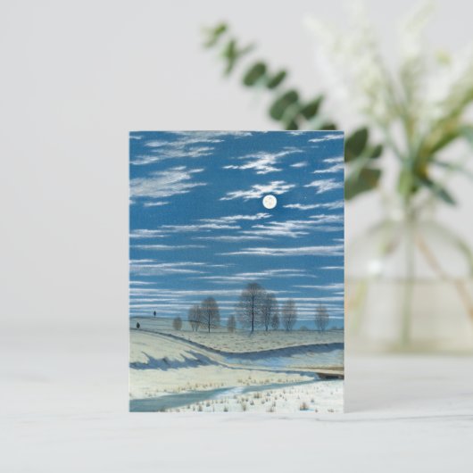 月明かりの中のヘンリー・ファラーの冬の風景 ポストカード (スタンド正面)