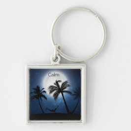 月明かりの中のヤシの木 キーホルダー