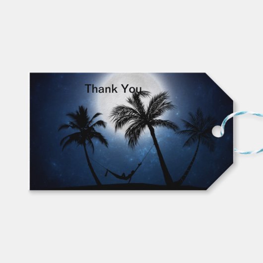 月明かりの中のヤシの木 ギフトタグ (正面(横))