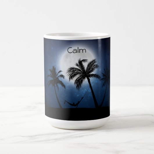 月明かりの中のヤシの木 コーヒーマグカップ (中央)