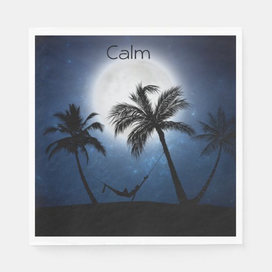 月明かりの中のヤシの木 スタンダードランチョンナプキン (正面)
