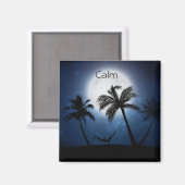 月明かりの中のヤシの木 マグネット (正面/裏面)