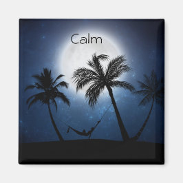 月明かりの中のヤシの木 マグネット