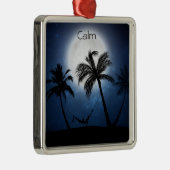 月明かりの中のヤシの木 メタルオーナメント (右)