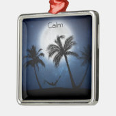 月明かりの中のヤシの木 メタルオーナメント (左)