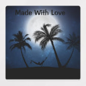 月明かりの中のヤシの木 ラベル (デザイン1)