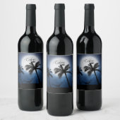 月明かりの中のヤシの木 ワインラベル (ボトル)