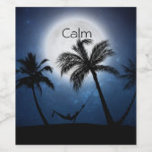 月明かりの中のヤシの木 ワインラベル (シングルラベル)