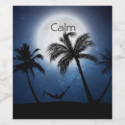 月明かりの中のヤシの木 ワインラベル (シングルラベル)