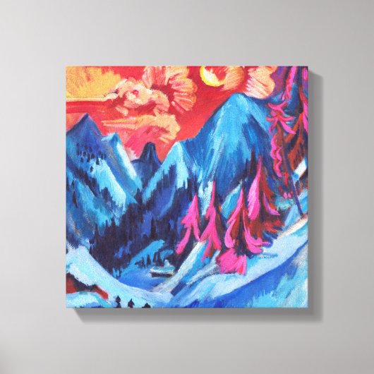 月明かりの中のルートヴィヒ・キルヒナー冬の風景 キャンバスプリント (正面)