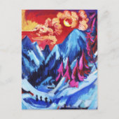 月明かりの中のルートヴィヒ・キルヒナー冬の風景 ポストカード (正面)