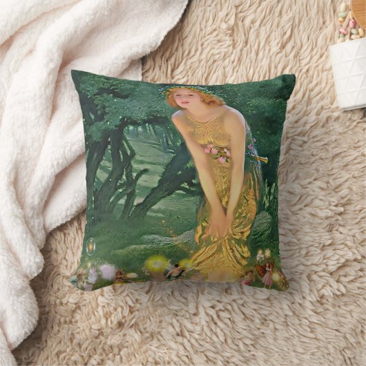 月明かりの中の妖精 クッション (ブランケット)