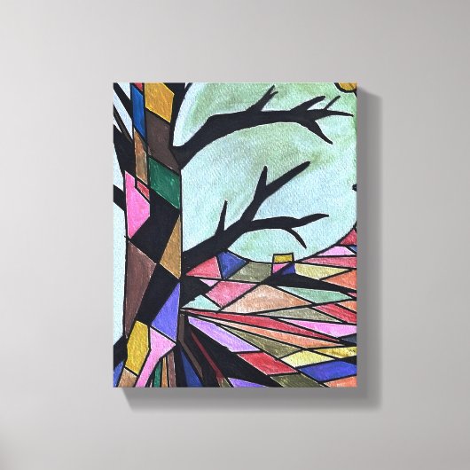 月明かりの中の孤独な木 キャンバスプリント (正面)