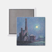 月明かりの中の工場(都市景観) (ルース) マグネット (正面/裏面)