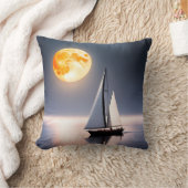 月明かりの中の帆船 クッション (ブランケット)