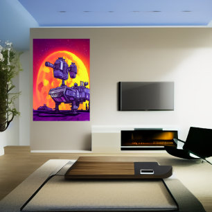 月明かりの中の機械   AIアートポスター ポスター