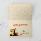 月明かりの中の猫とフクロウヴィンテージハロウィンカード カード (内部)