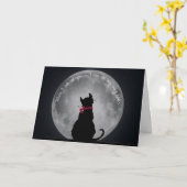 月明かりの中の猫 カード (黄色い花)