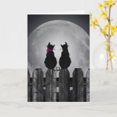 月明かりの中の猫 カード (黄色い花)